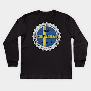 Schweden Flagge Bierdeckel Nation Kids Long Sleeve T-Shirt